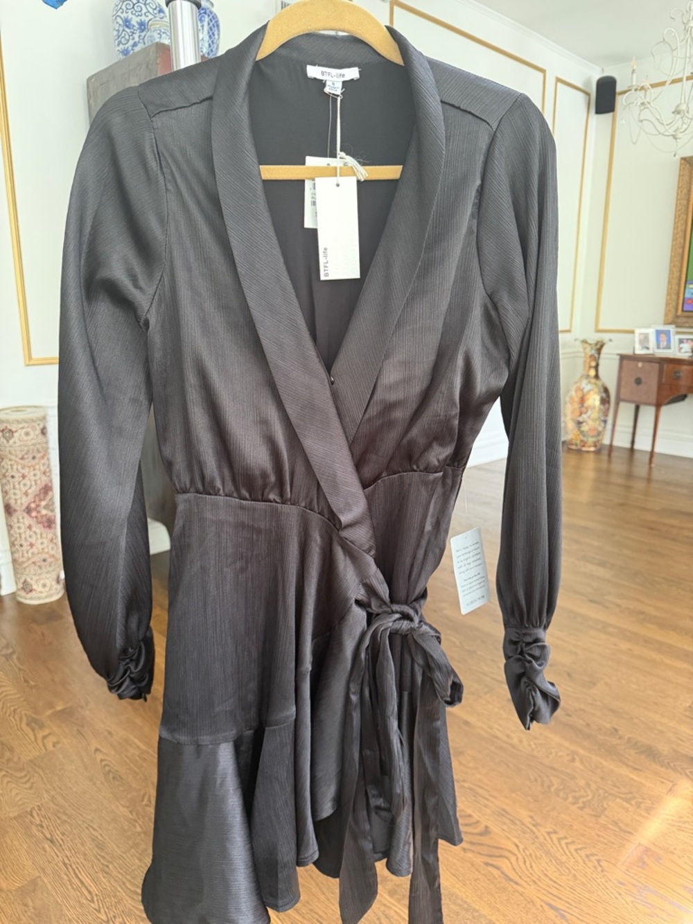 Long Sleeve Wrap Dress in Black by Tularosa